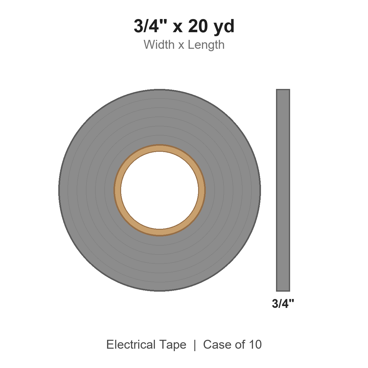 3/4" x 20 yd Gray Electrical Tape
