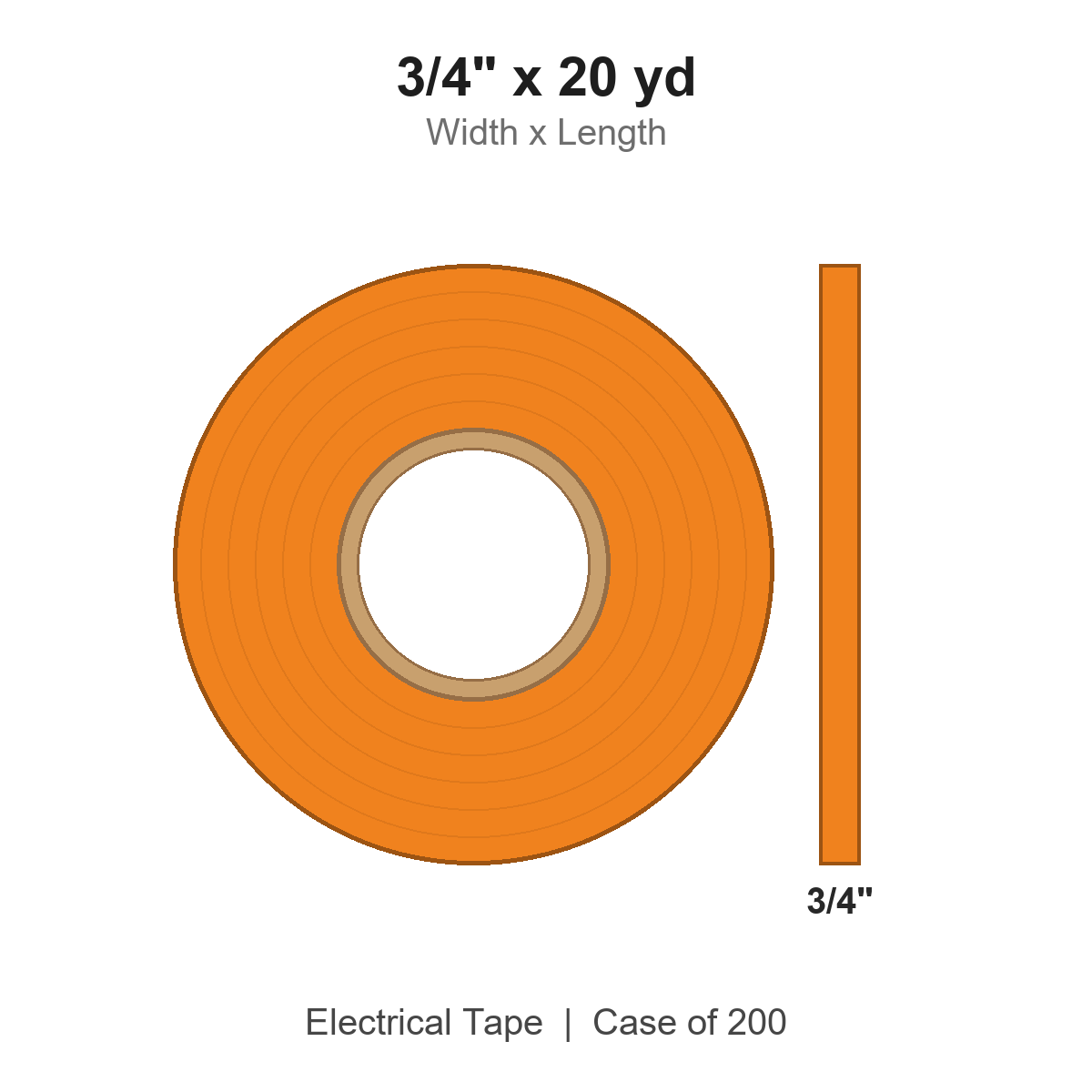 3/4" x 20 yd Orange Electrical Tape