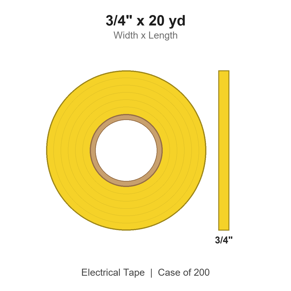 3/4" x 20 yd Yellow Electrical Tape