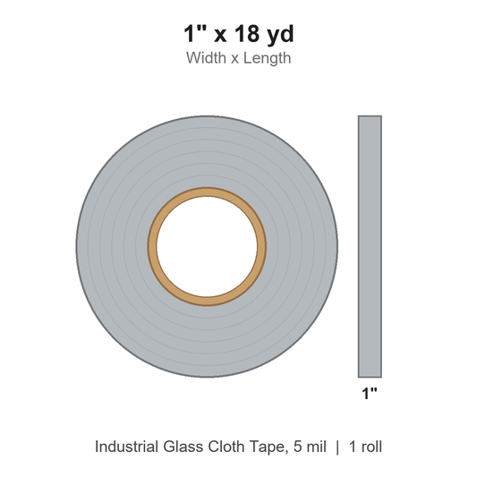 1" x 18 yd Industrial Glass Cloth Tape, 5 mil, Roll