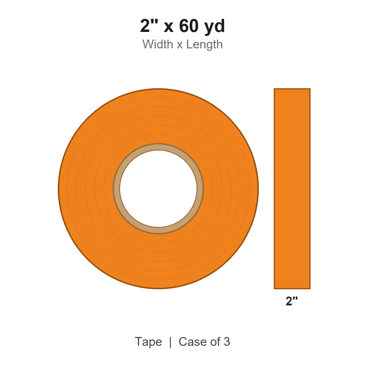 2" x 60 yd Orange Industrial Duct Tape, 10 mil
