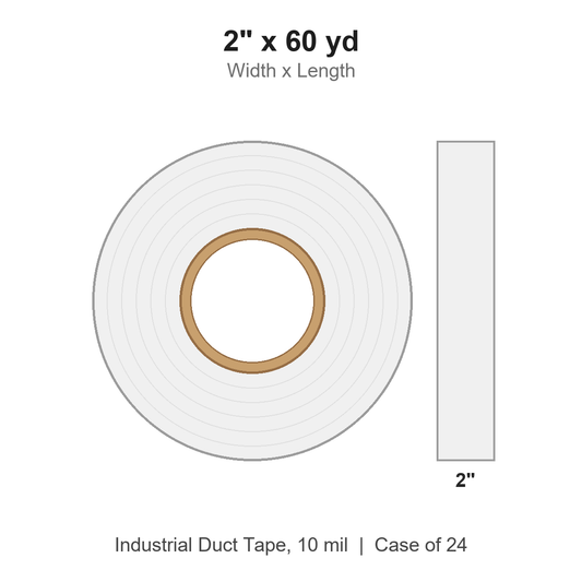 2" x 60 yd White Industrial Duct Tape, 10 mil