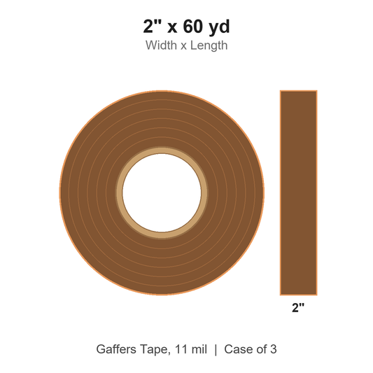 2" x 60 yd Brown Gaffers Tape, 11 mil