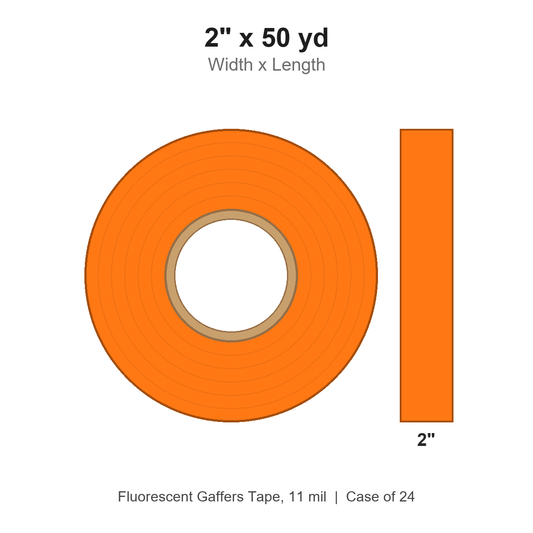 2" x 50 yd Fluorescent Orange Fluorescent Gaffers Tape, 11 mil