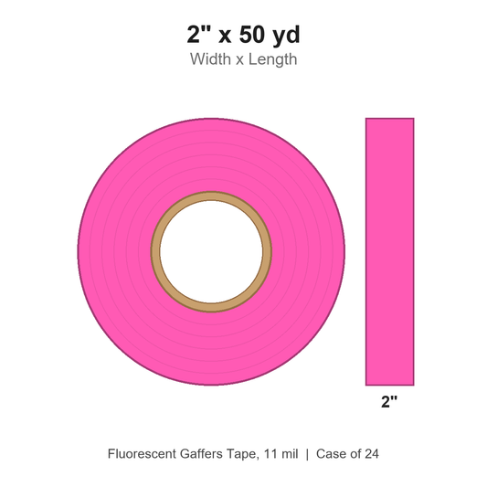 2" x 50 yd Fluorescent Pink Fluorescent Gaffers Tape, 11 mil