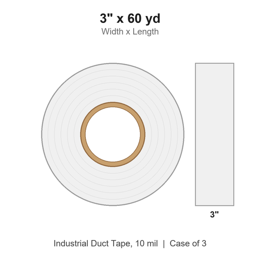 3" x 60 yd White Industrial Duct Tape, 10 mil