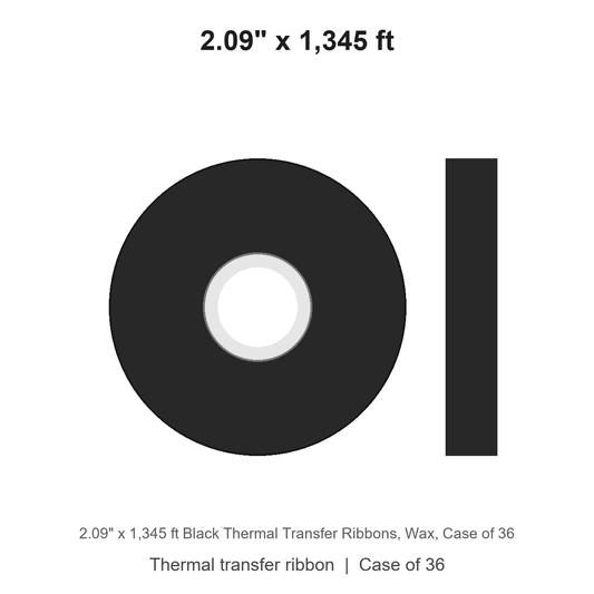2.09" x 1,345 ft Black Thermal Transfer Ribbons, Wax