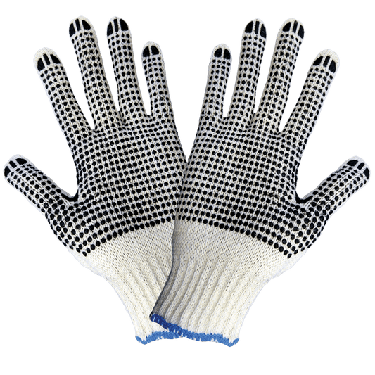 String Knit Dotted Gloves S65D2BW (Case of 25 Dozen Pair)