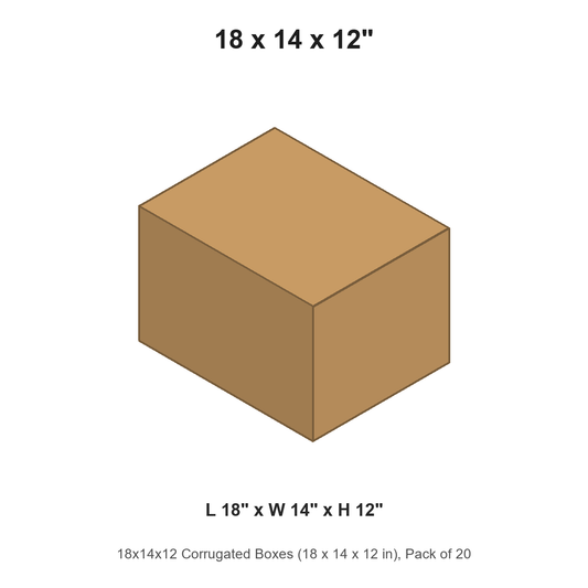 18x14x12 Corrugated Boxes (18 x 14 x 12 in), Pack of 20
