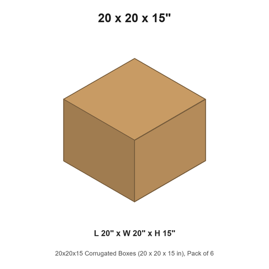 20x20x15 Corrugated Boxes (20 x 20 x 15 in), Pack of 6