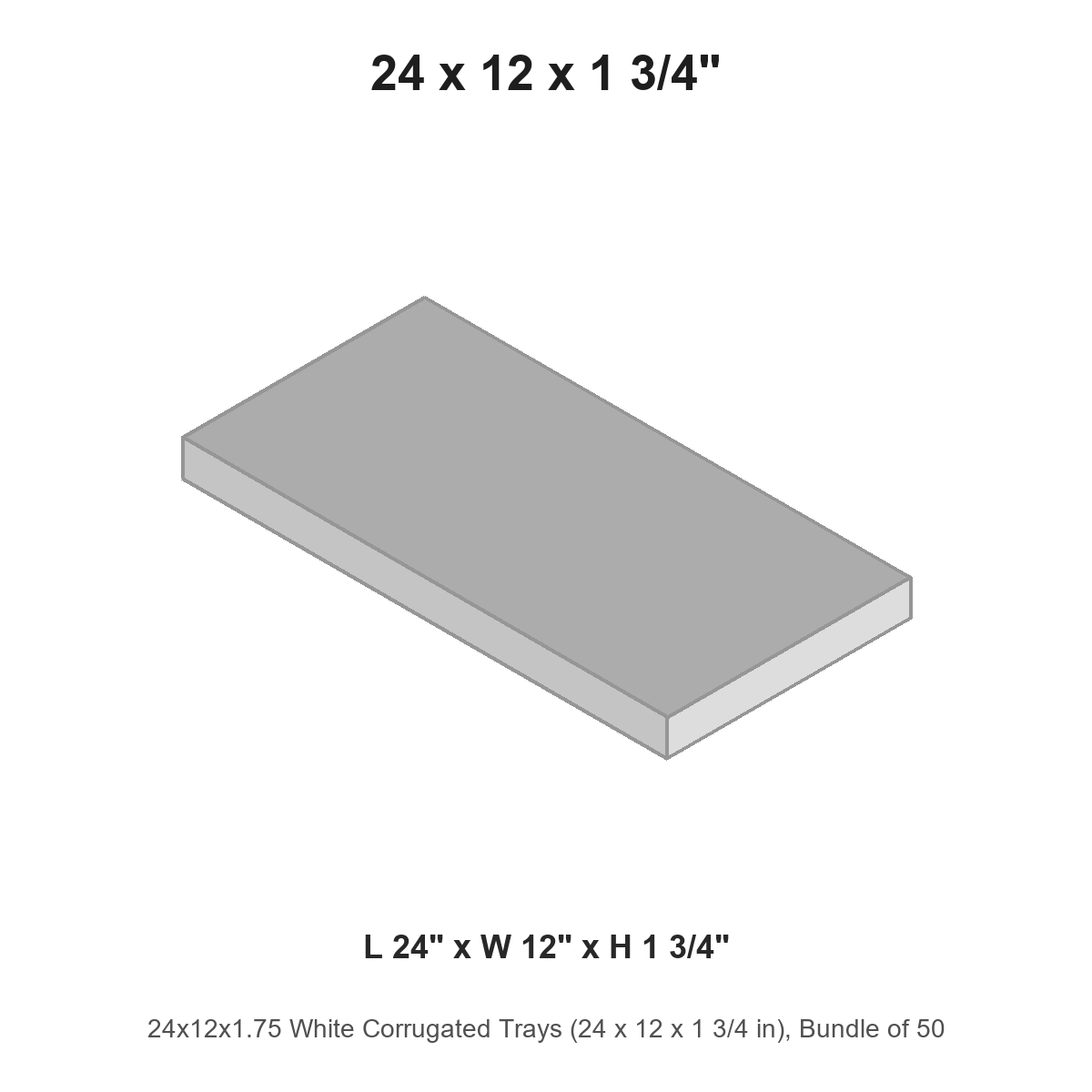 24x12x1.75 White Corrugated Trays (24 x 12 x 1 3/4 in), Bundle of 50