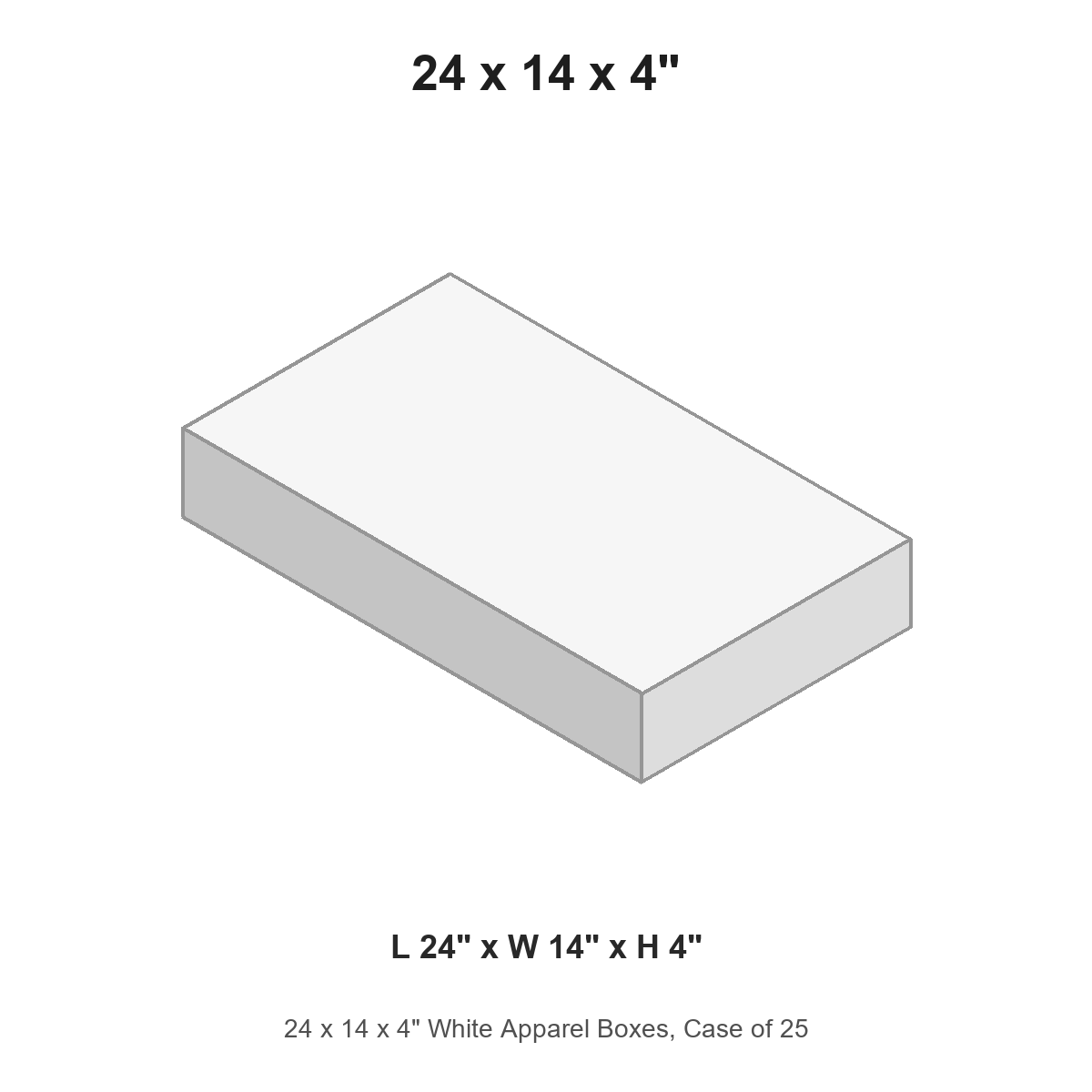 24 x 14 x 4" White Apparel Boxes, Case of 25