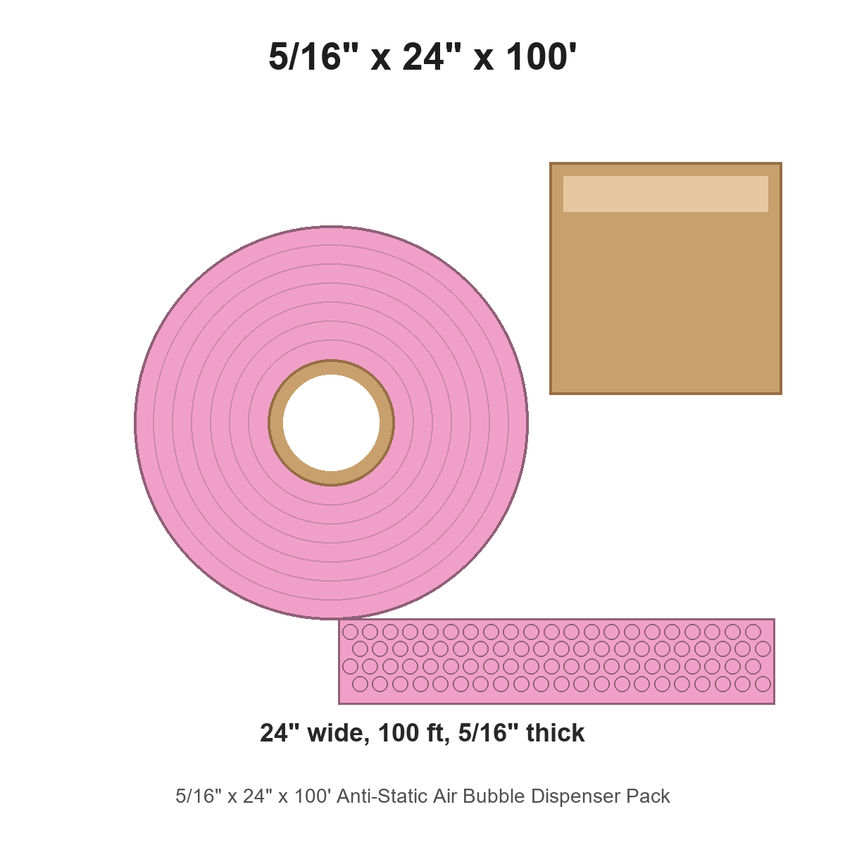 5/16" x 24" x 100' Anti-Static Air Bubble Dispenser Pack