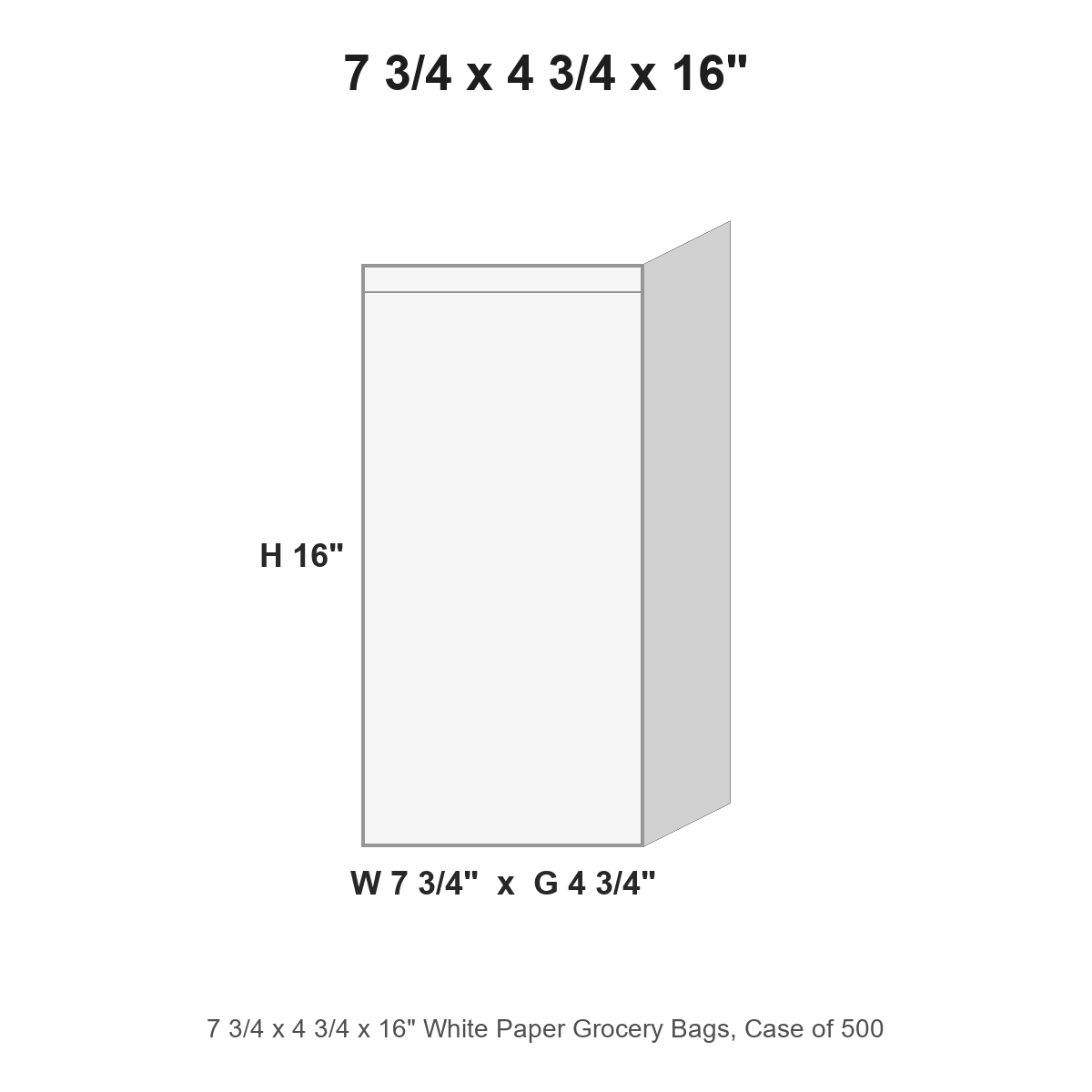 7 3/4 x 4 3/4 x 16" White Paper Grocery Bags