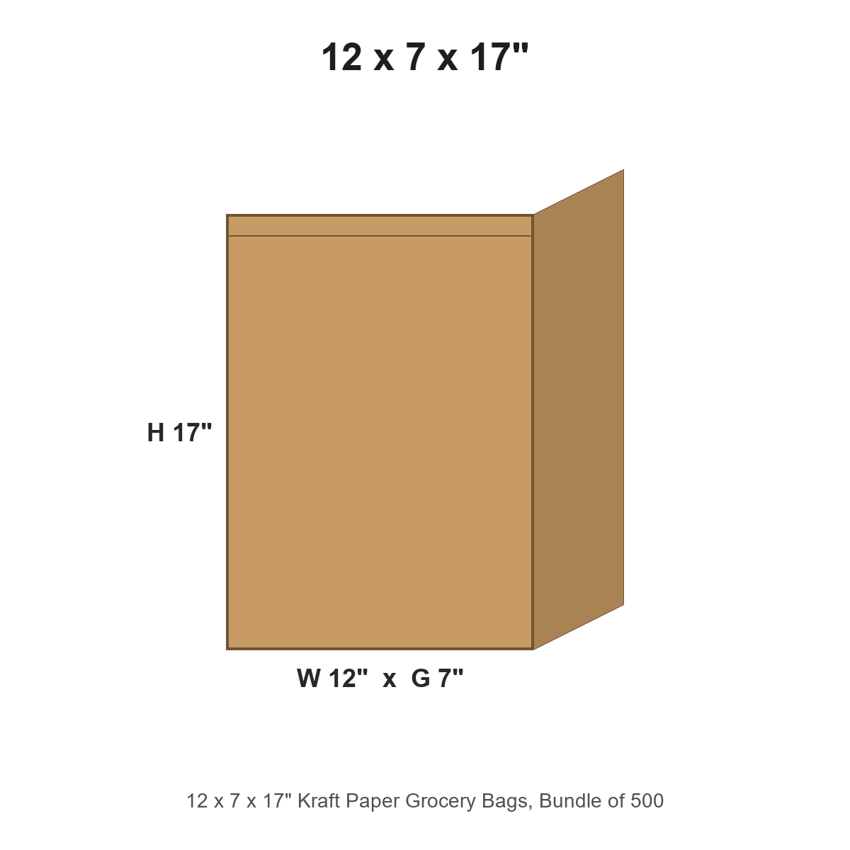 12 x 7 x 17" Kraft Paper Grocery Bags
