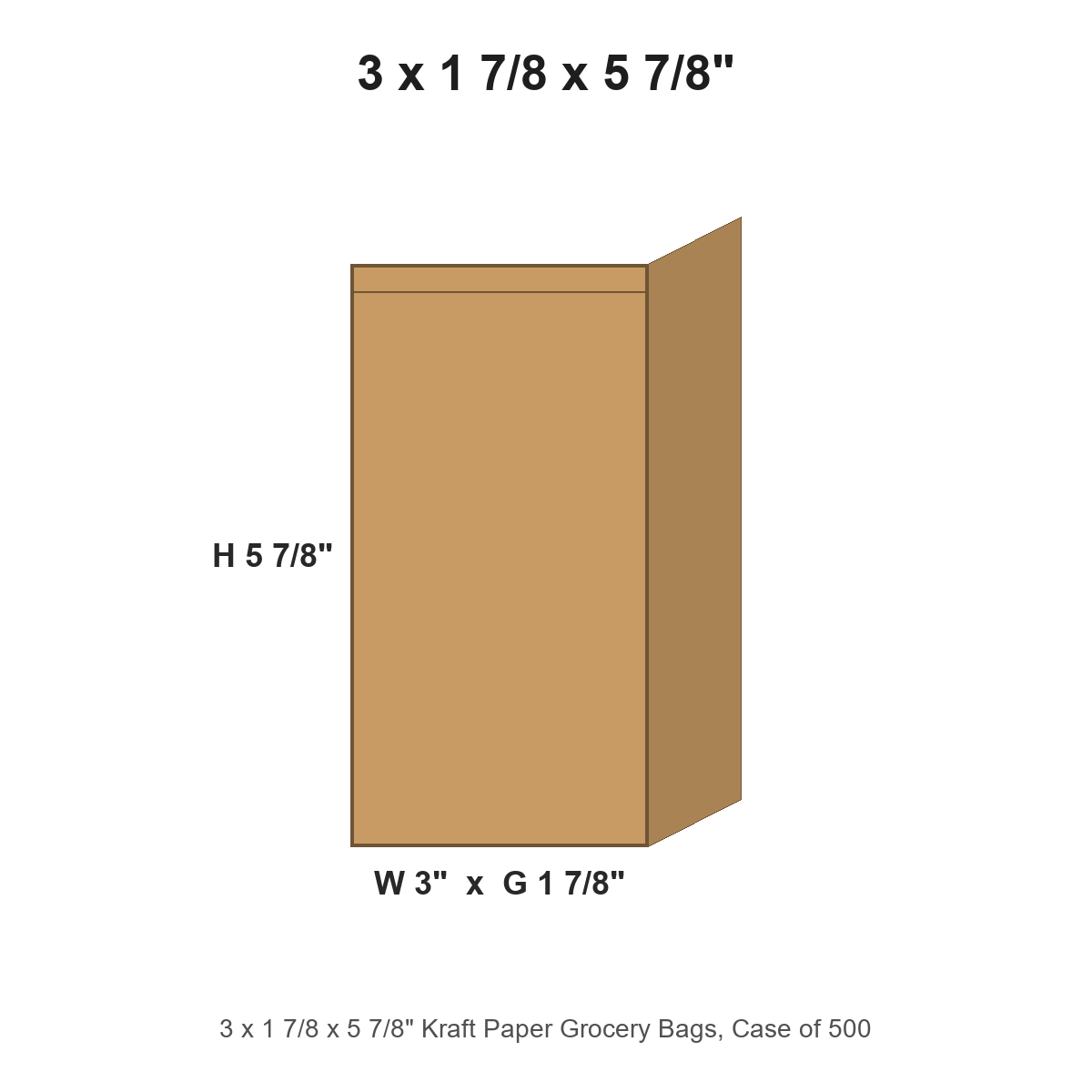 3 x 1 7/8 x 5 7/8" Kraft Paper Grocery Bags
