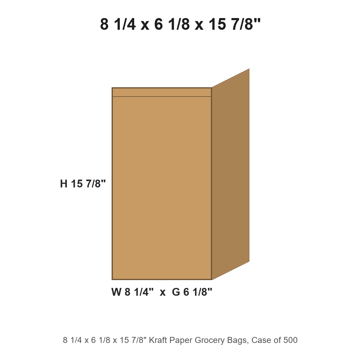8 1/4 x 6 1/8 x 15 7/8" Kraft Paper Grocery Bags