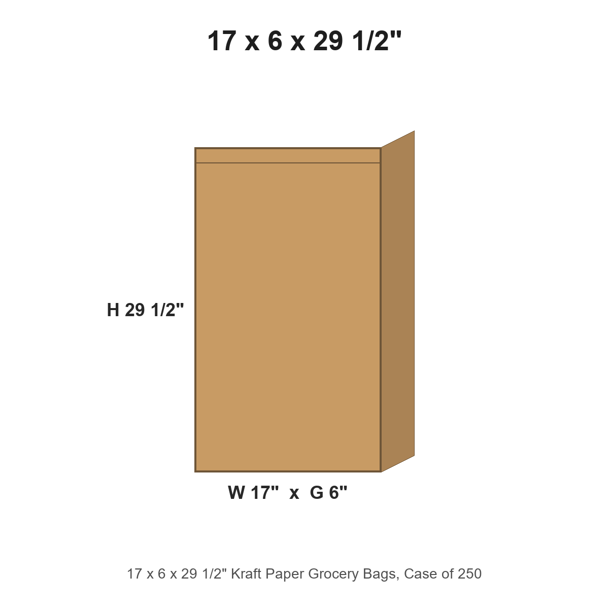 17 x 6 x 29 1/2" Kraft Paper Grocery Bags