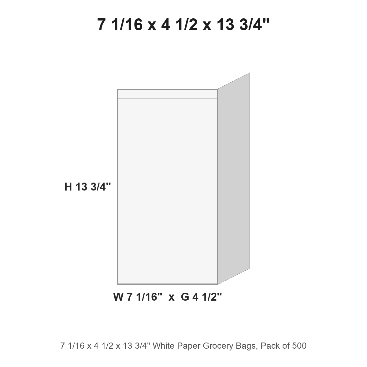 7 1/16 x 4 1/2 x 13 3/4" White Paper Grocery Bags