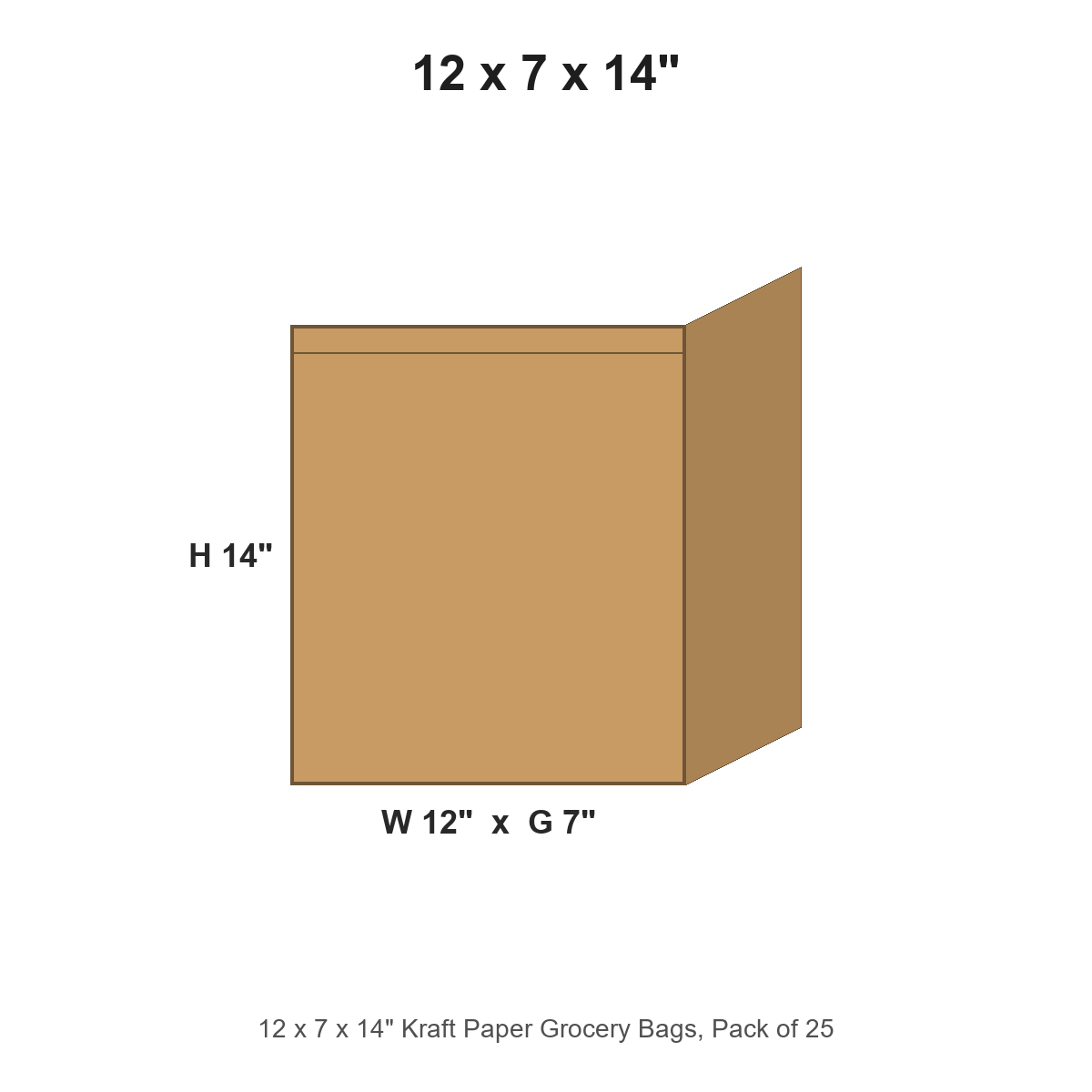 12 x 7 x 14" Kraft Paper Grocery Bags