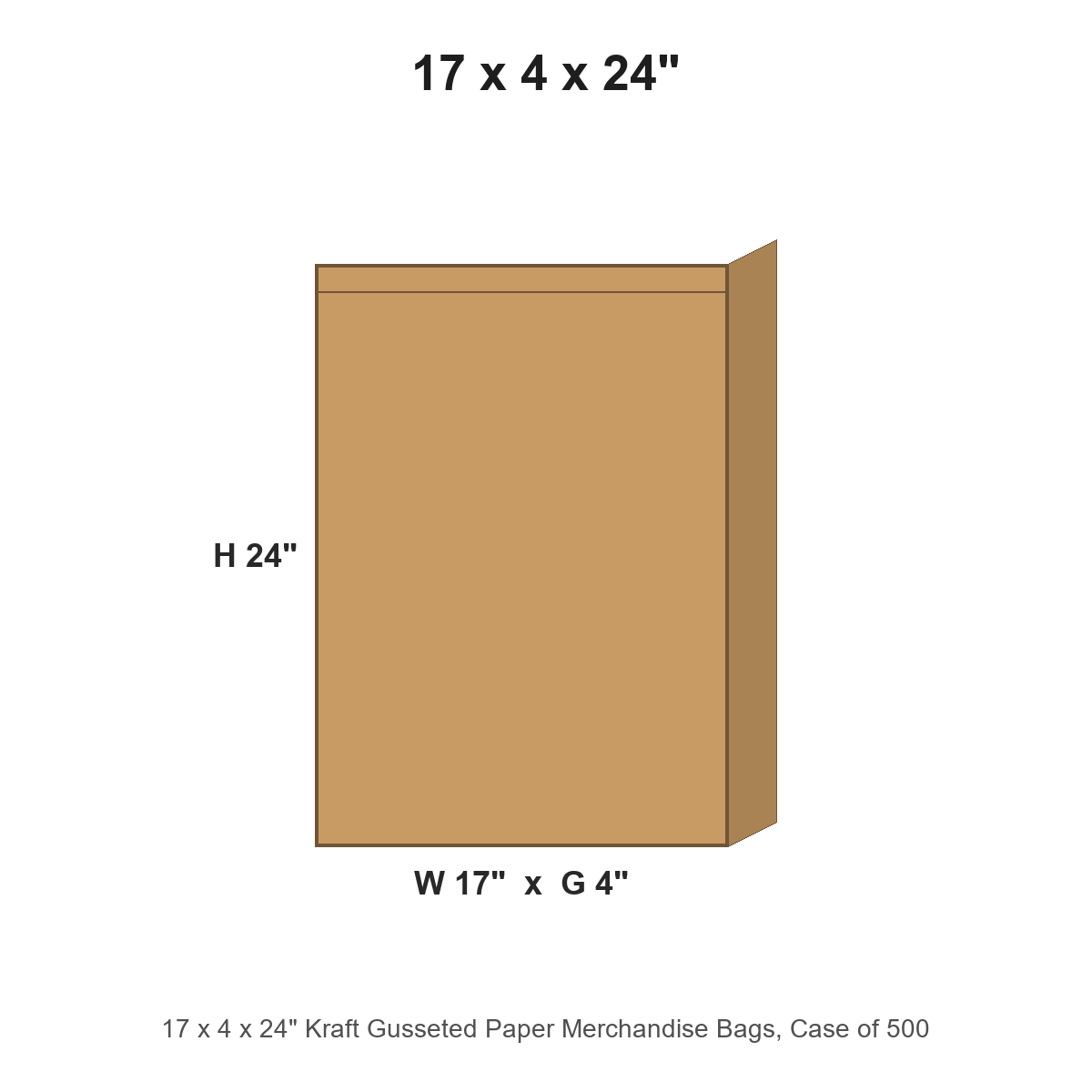 17 x 4 x 24" Kraft Gusseted Paper Merchandise Bags