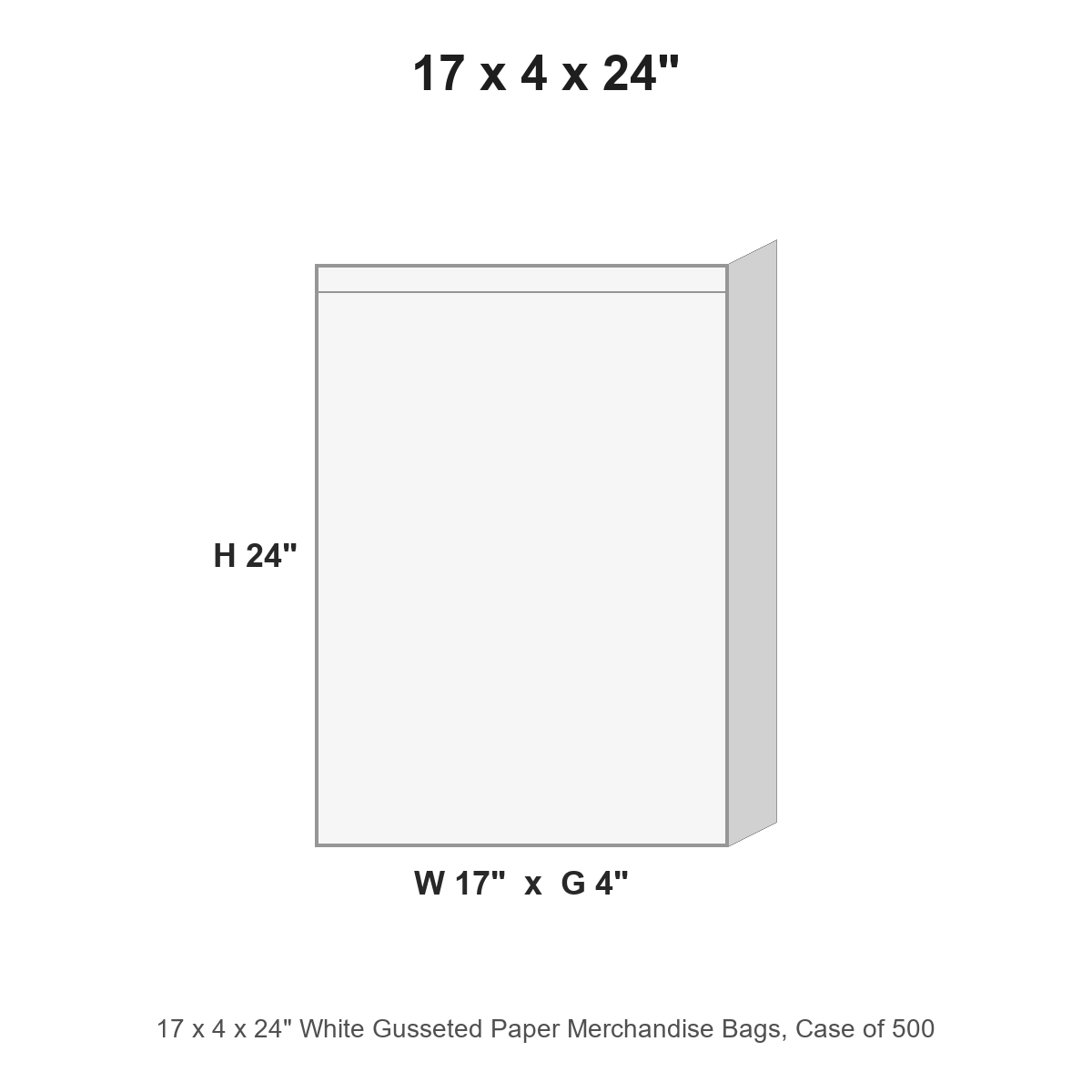 17 x 4 x 24" White Gusseted Paper Merchandise Bags
