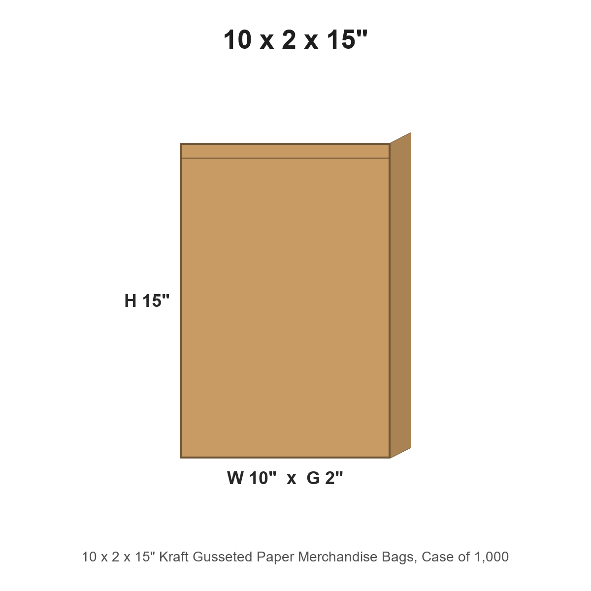 10 x 2 x 15" Kraft Gusseted Paper Merchandise Bags