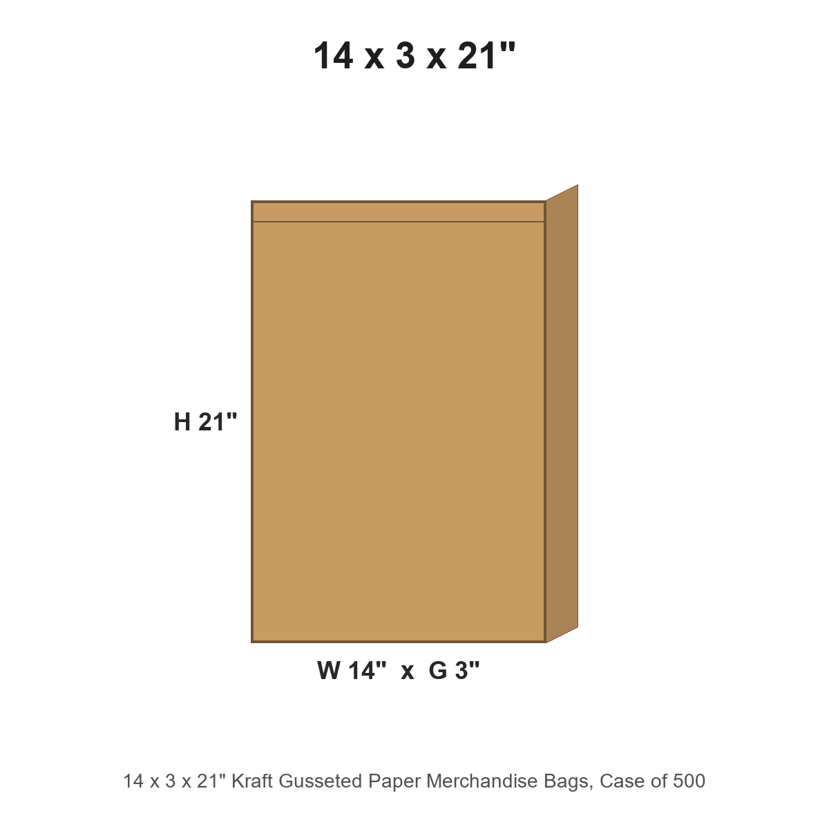14 x 3 x 21" Kraft Gusseted Paper Merchandise Bags