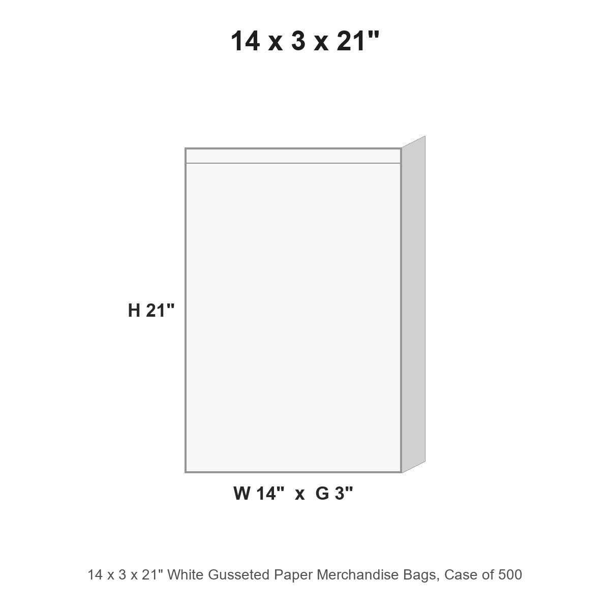 14 x 3 x 21" White Gusseted Paper Merchandise Bags