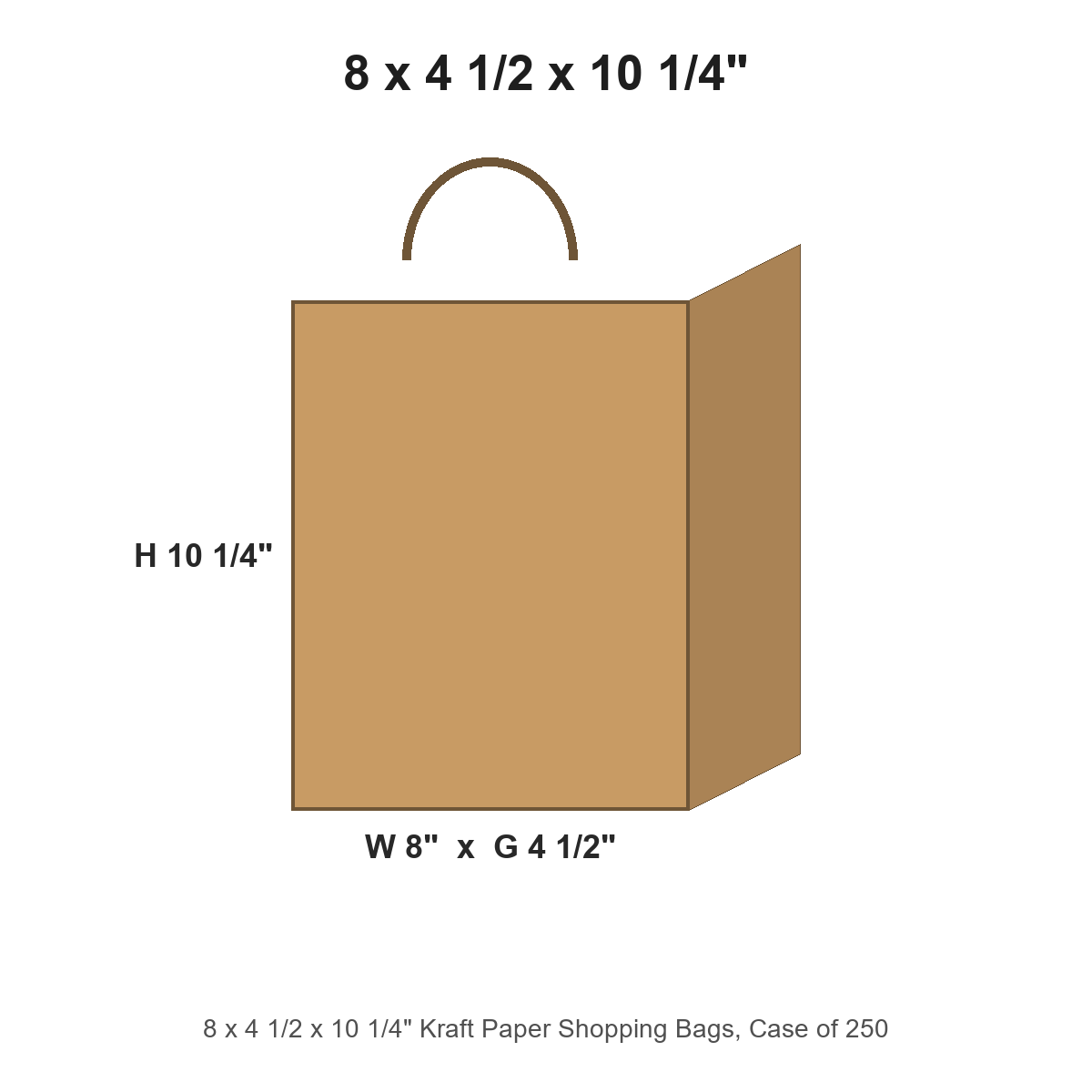 8 x 4 1/2 x 10 1/4" Kraft Paper Shopping Bags