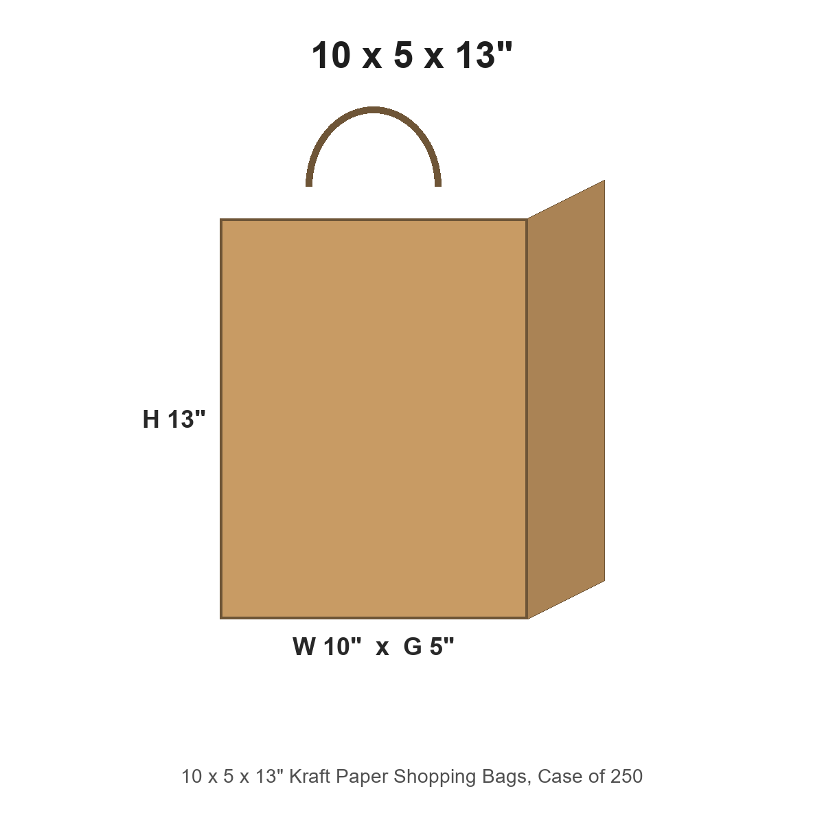 10 x 5 x 13" Kraft Paper Shopping Bags