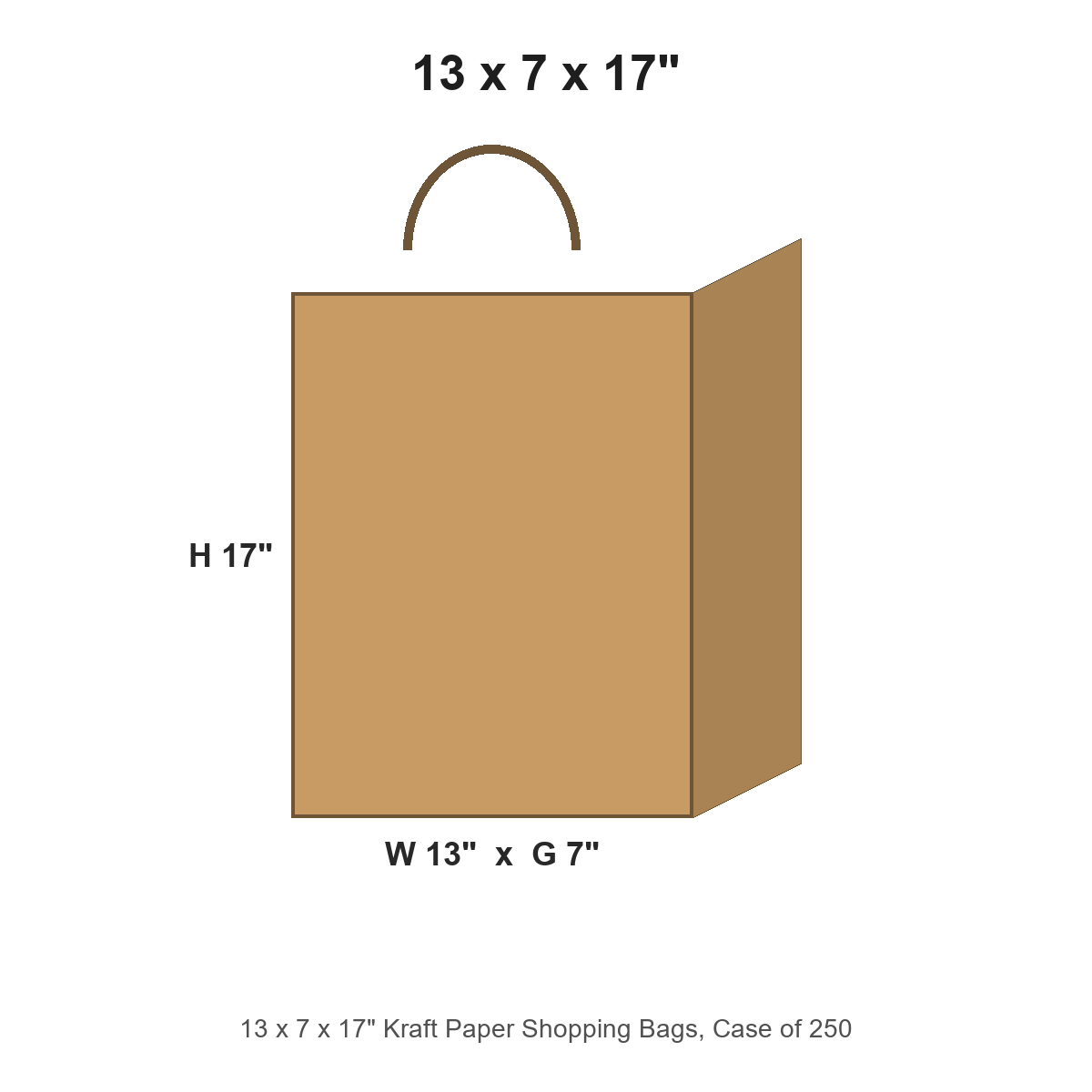 13 x 7 x 17" Kraft Paper Shopping Bags