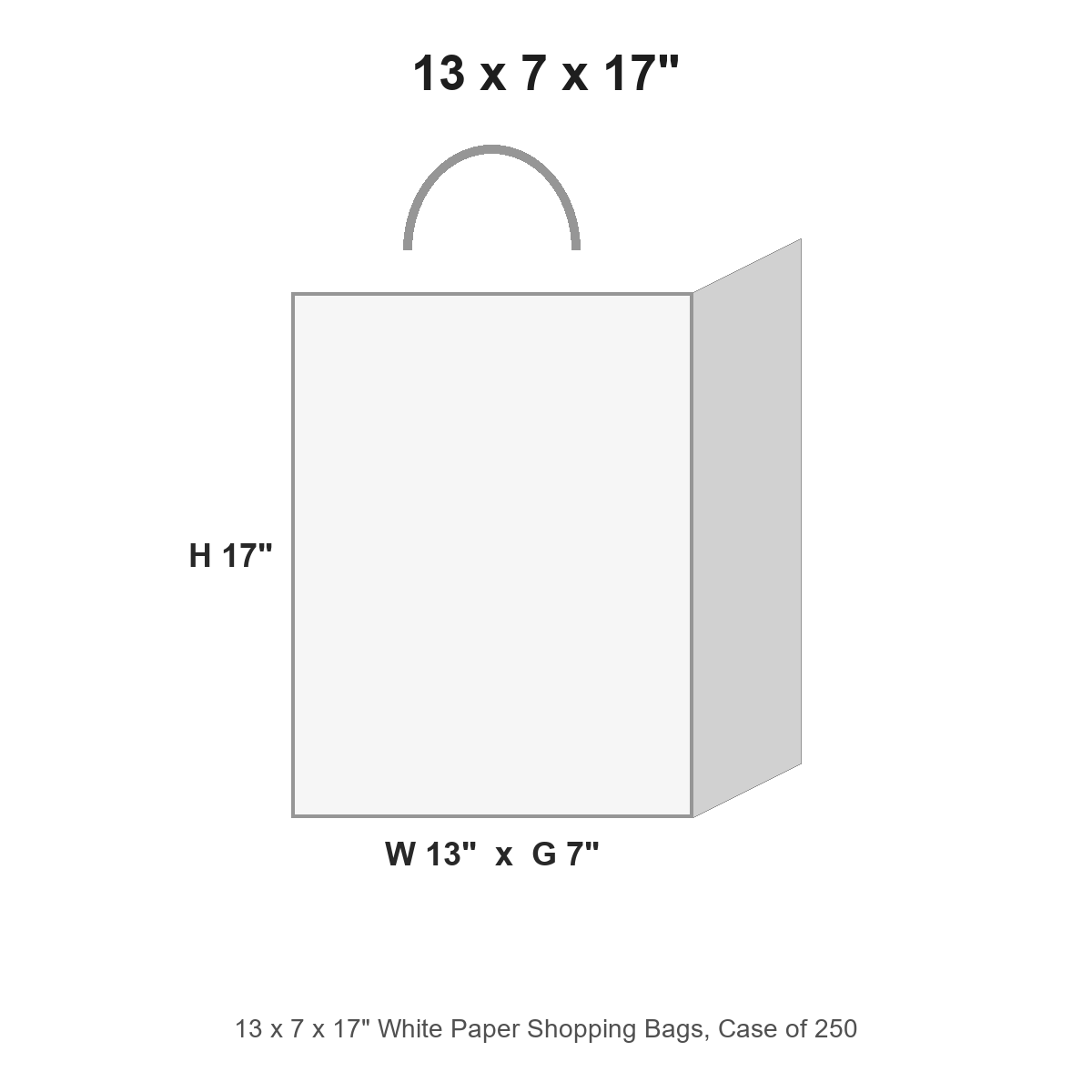 13 x 7 x 17" White Paper Shopping Bags