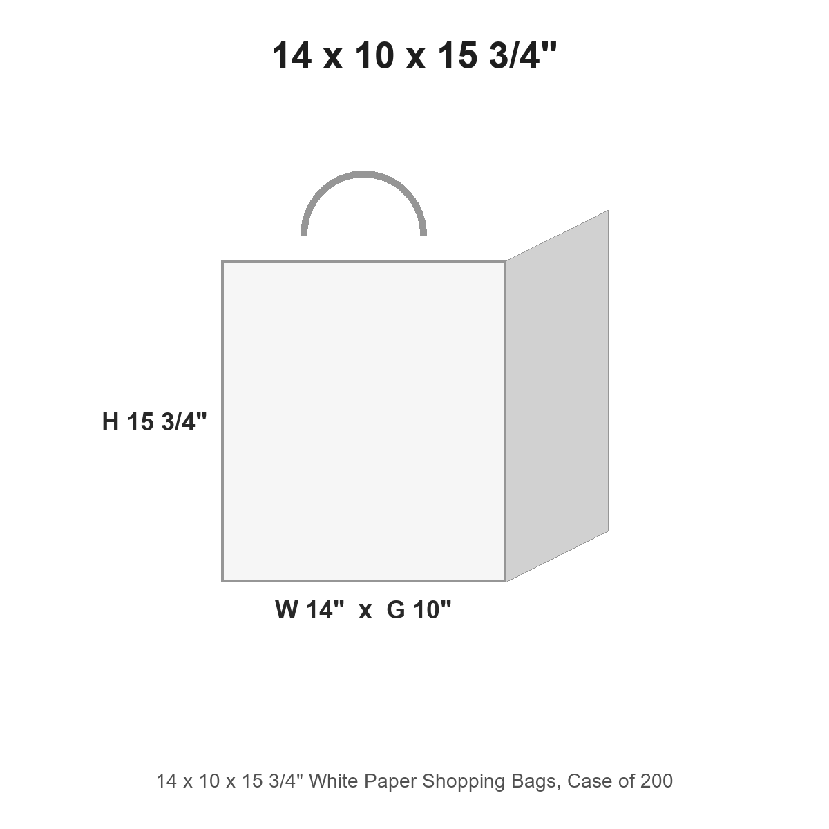 14 x 10 x 15 3/4" White Paper Shopping Bags