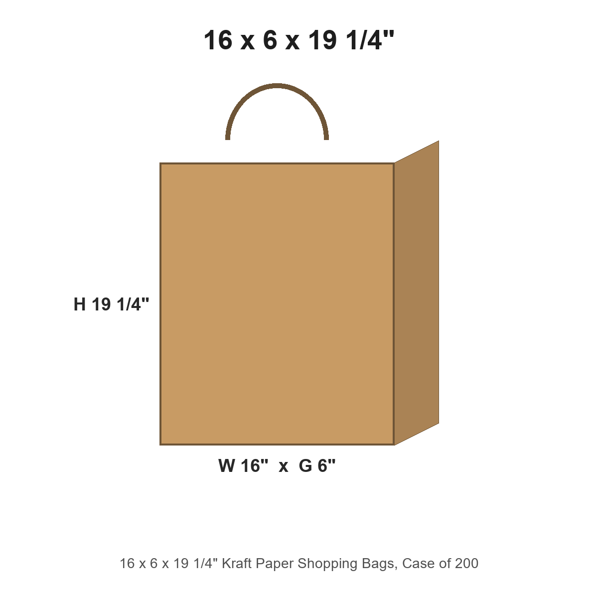 16 x 6 x 19 1/4" Kraft Paper Shopping Bags