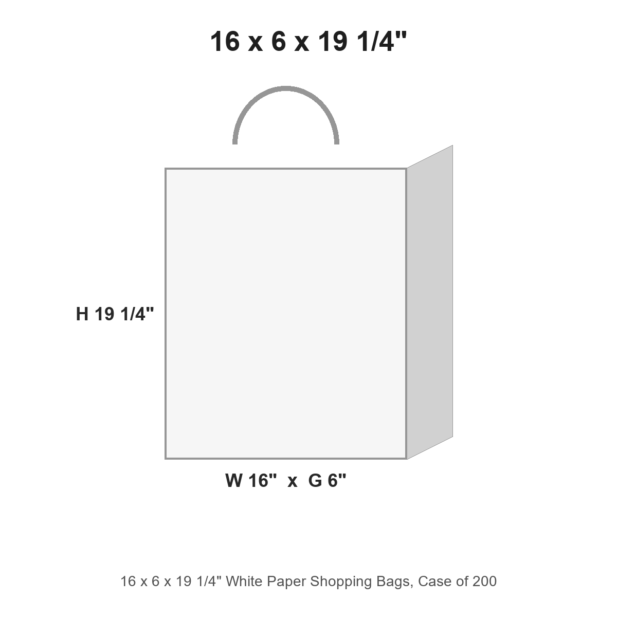 16 x 6 x 19 1/4" White Paper Shopping Bags