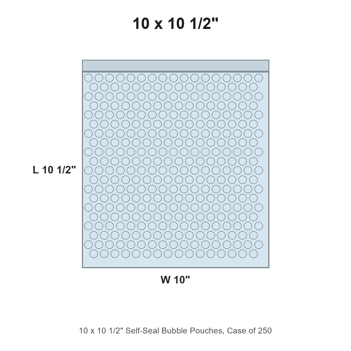 10 x 10 1/2" Self-Seal Bubble Pouches, Case of 250