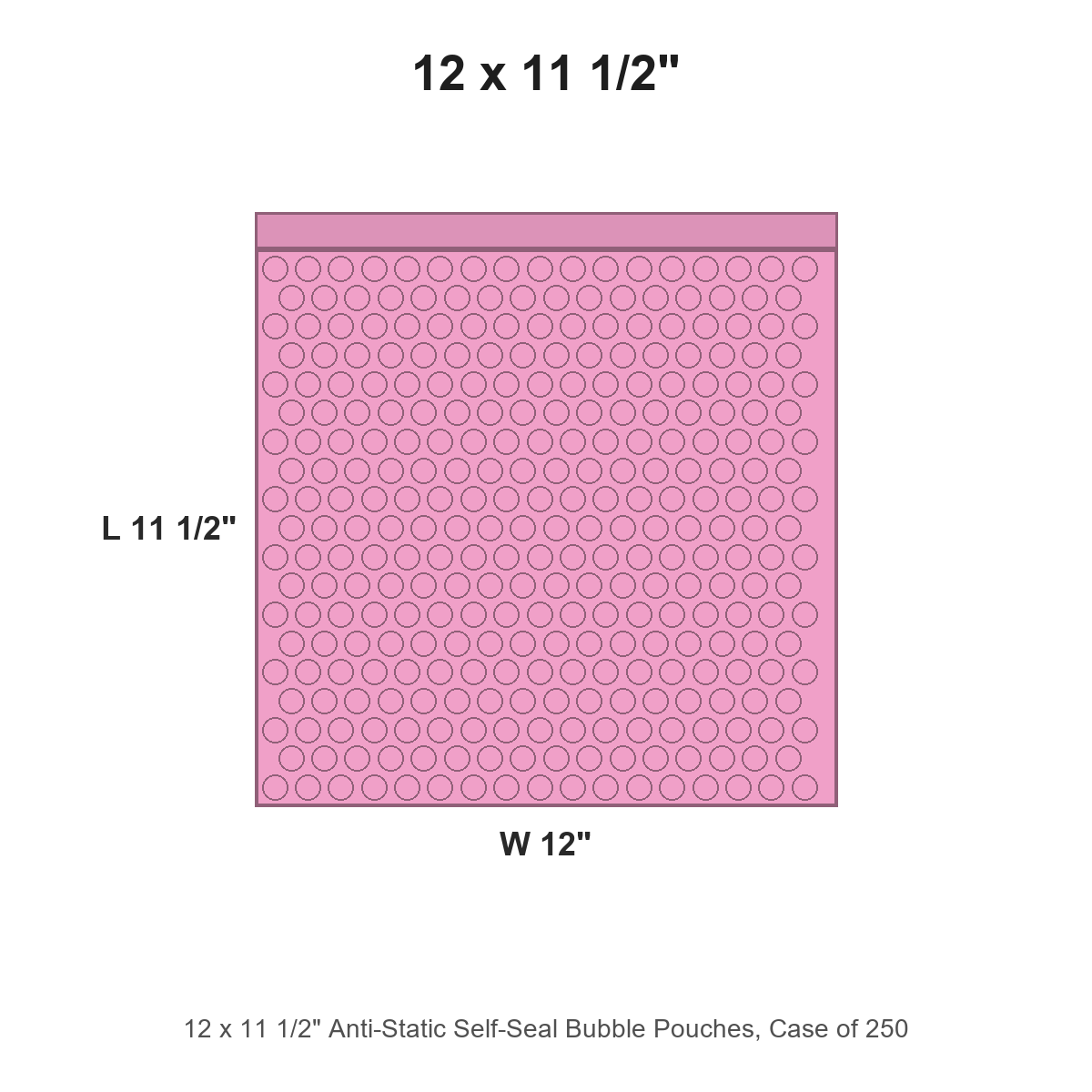 12 x 11 1/2" Anti-Static Self-Seal Bubble Pouches, Case of 250