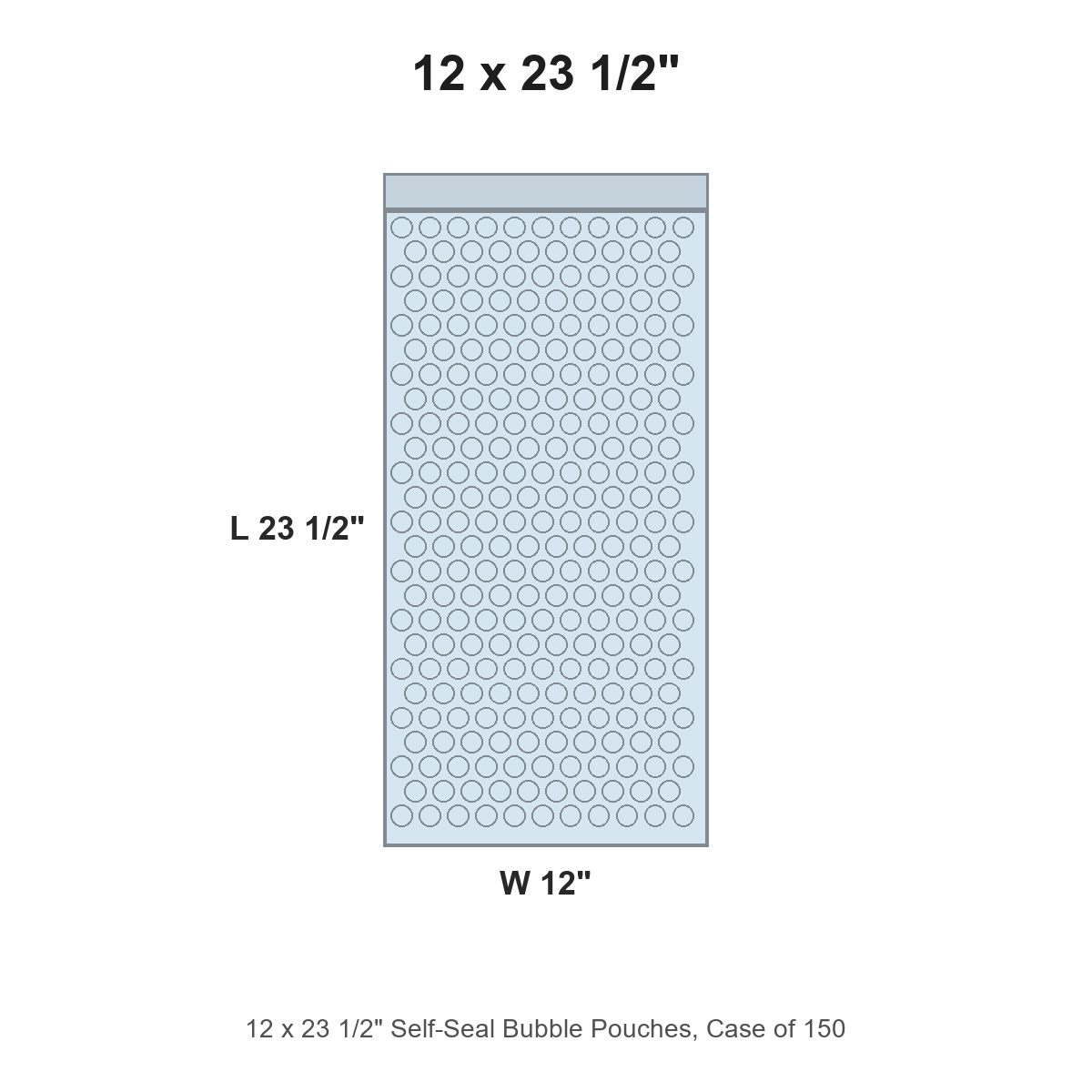 12 x 23 1/2" Self-Seal Bubble Pouches, Case of 150