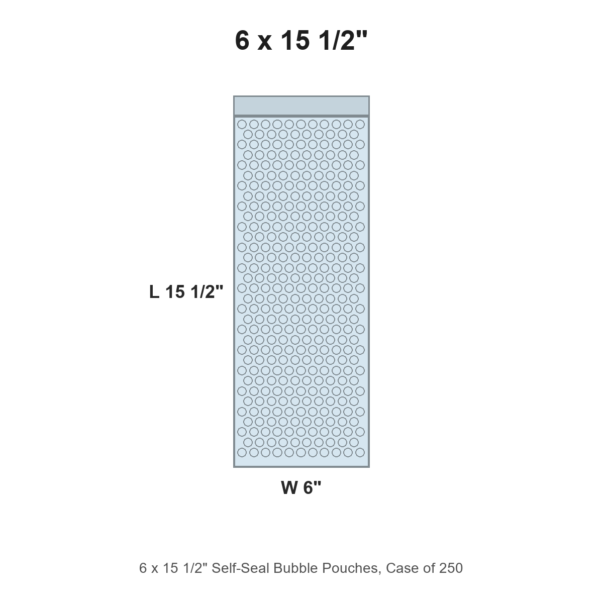 6 x 15 1/2" Self-Seal Bubble Pouches, Case of 250