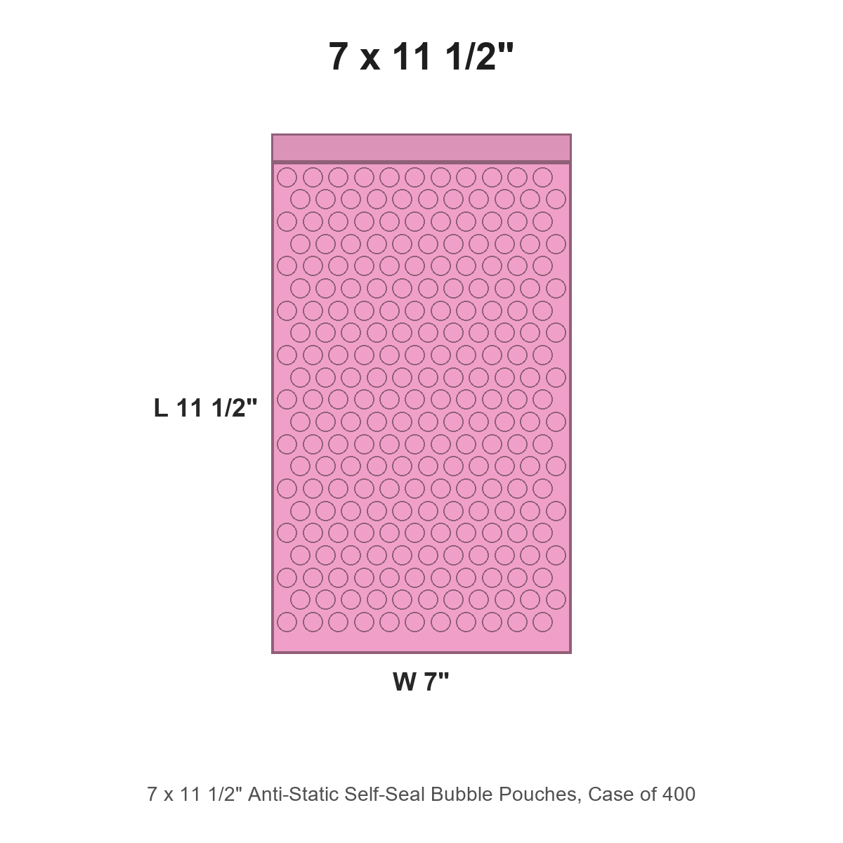 7 x 11 1/2" Anti-Static Self-Seal Bubble Pouches, Case of 400