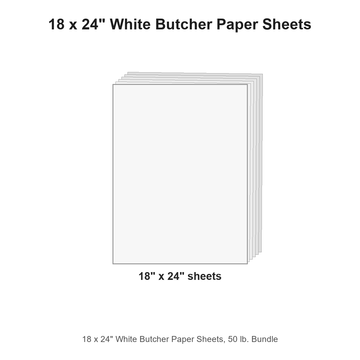 18 x 24" White Butcher Paper Sheets, 50 lb. Bundle
