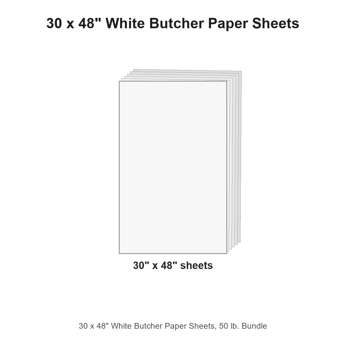 30 x 48" White Butcher Paper Sheets, 50 lb. Bundle