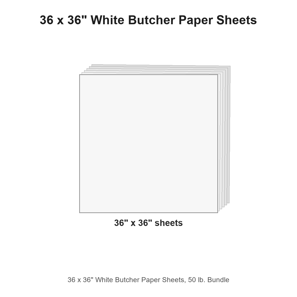 36 x 36" White Butcher Paper Sheets, 50 lb. Bundle