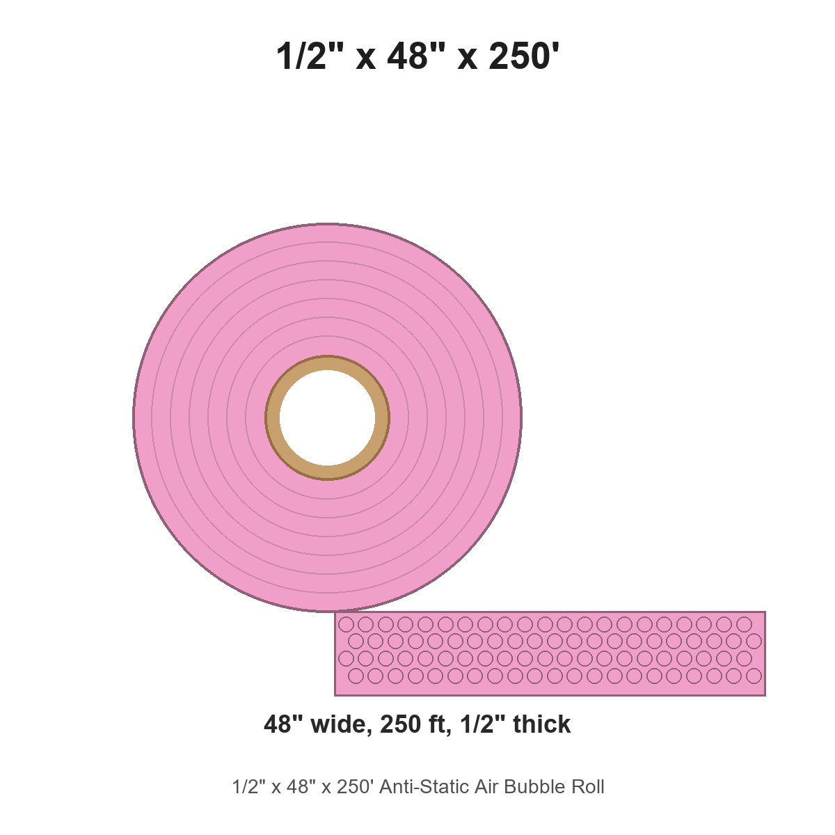 1/2" x 48" x 250' Anti-Static Air Bubble Roll