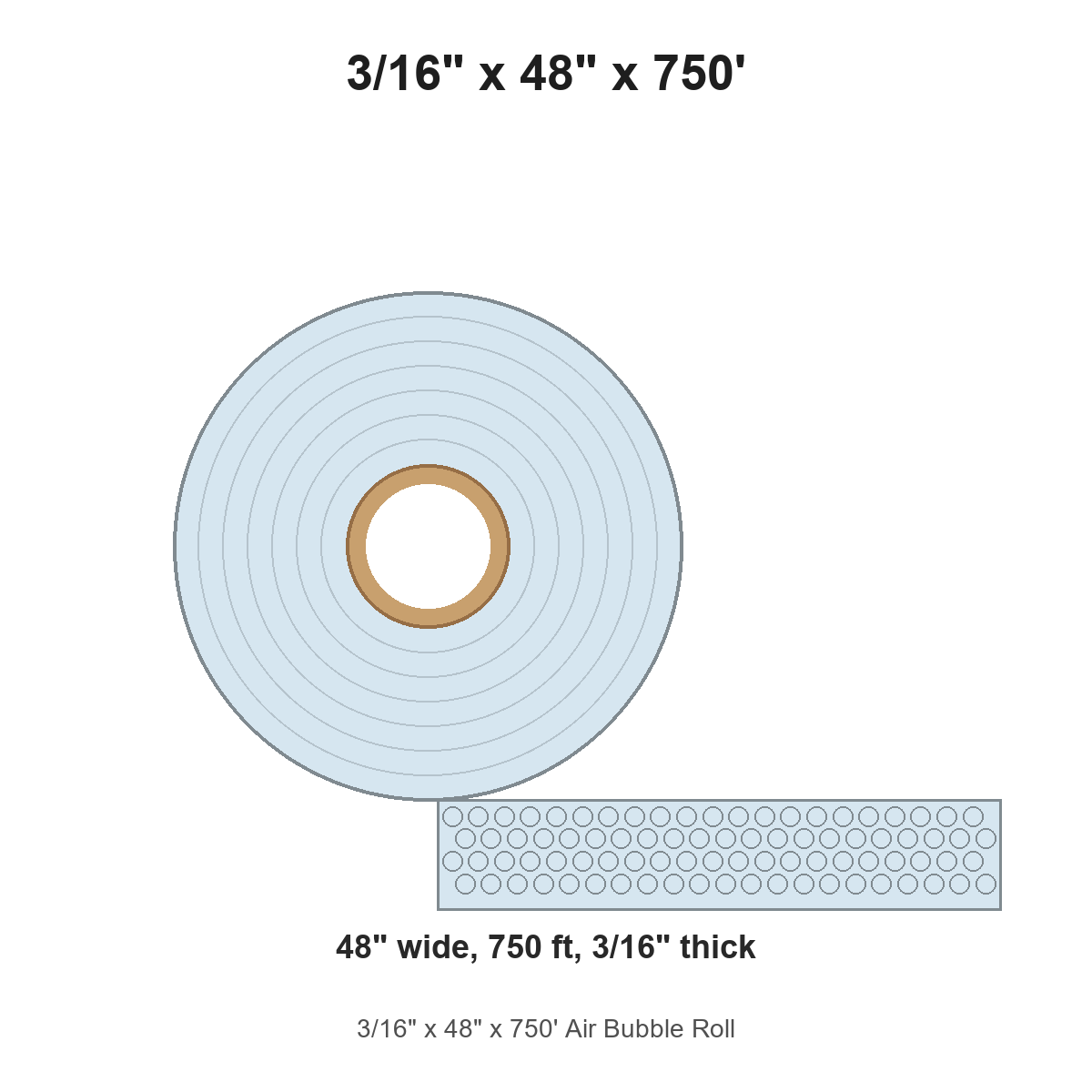 3/16" x 48" x 750' Air Bubble Roll