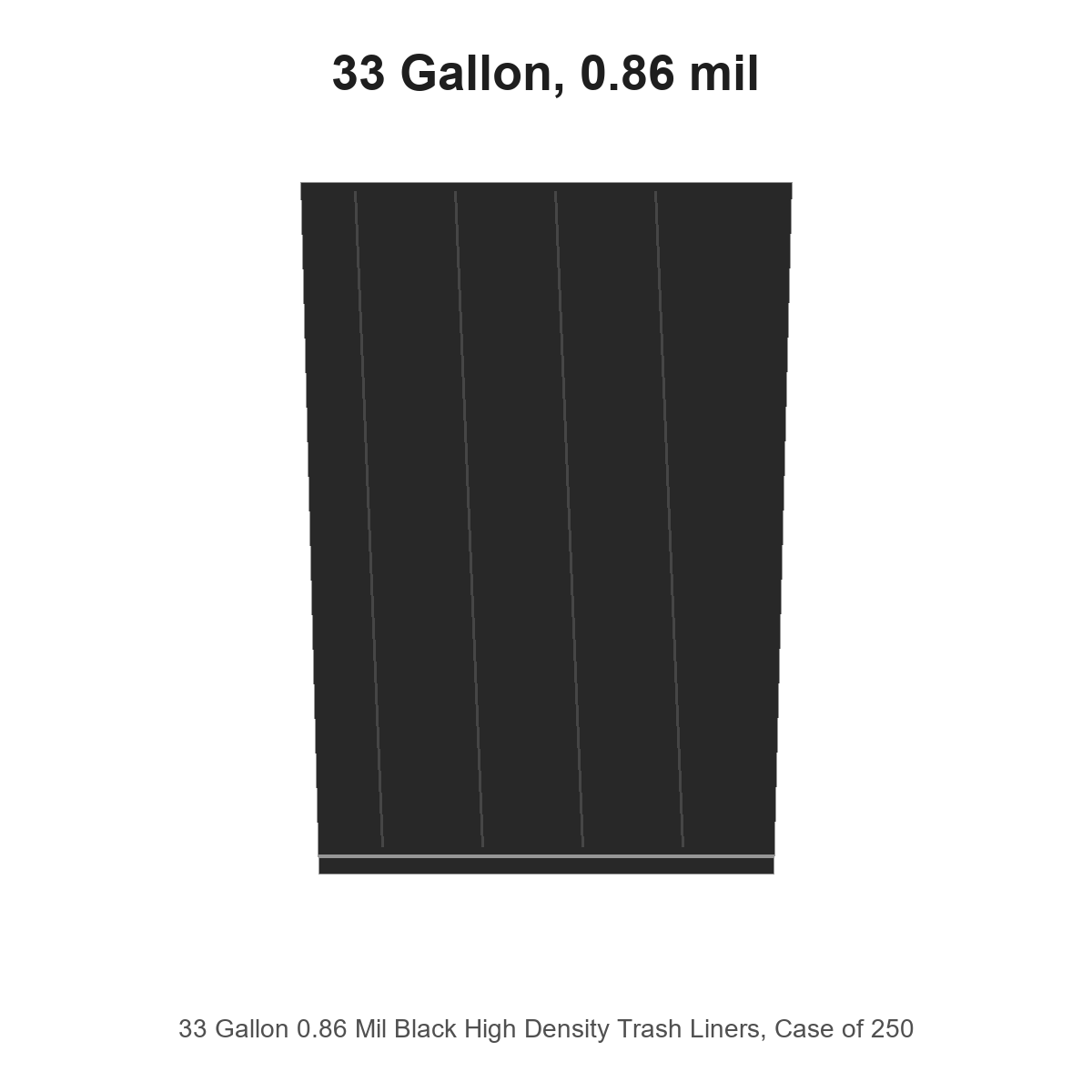 33 Gallon 0.86 Mil Black High Density Trash Liners, Case of 250