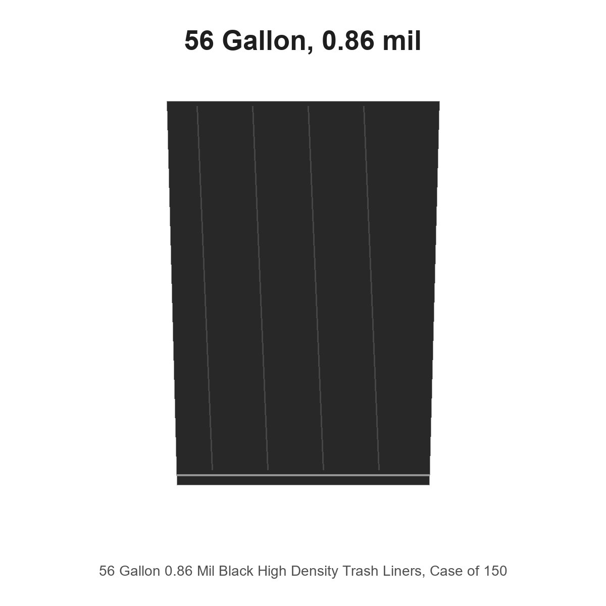 56 Gallon 0.86 Mil Black High Density Trash Liners, Case of 150