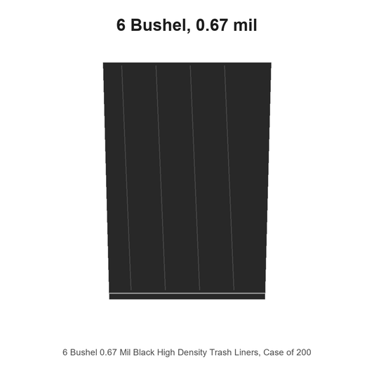 6 Bushel 0.67 Mil Black High Density Trash Liners, Case of 200