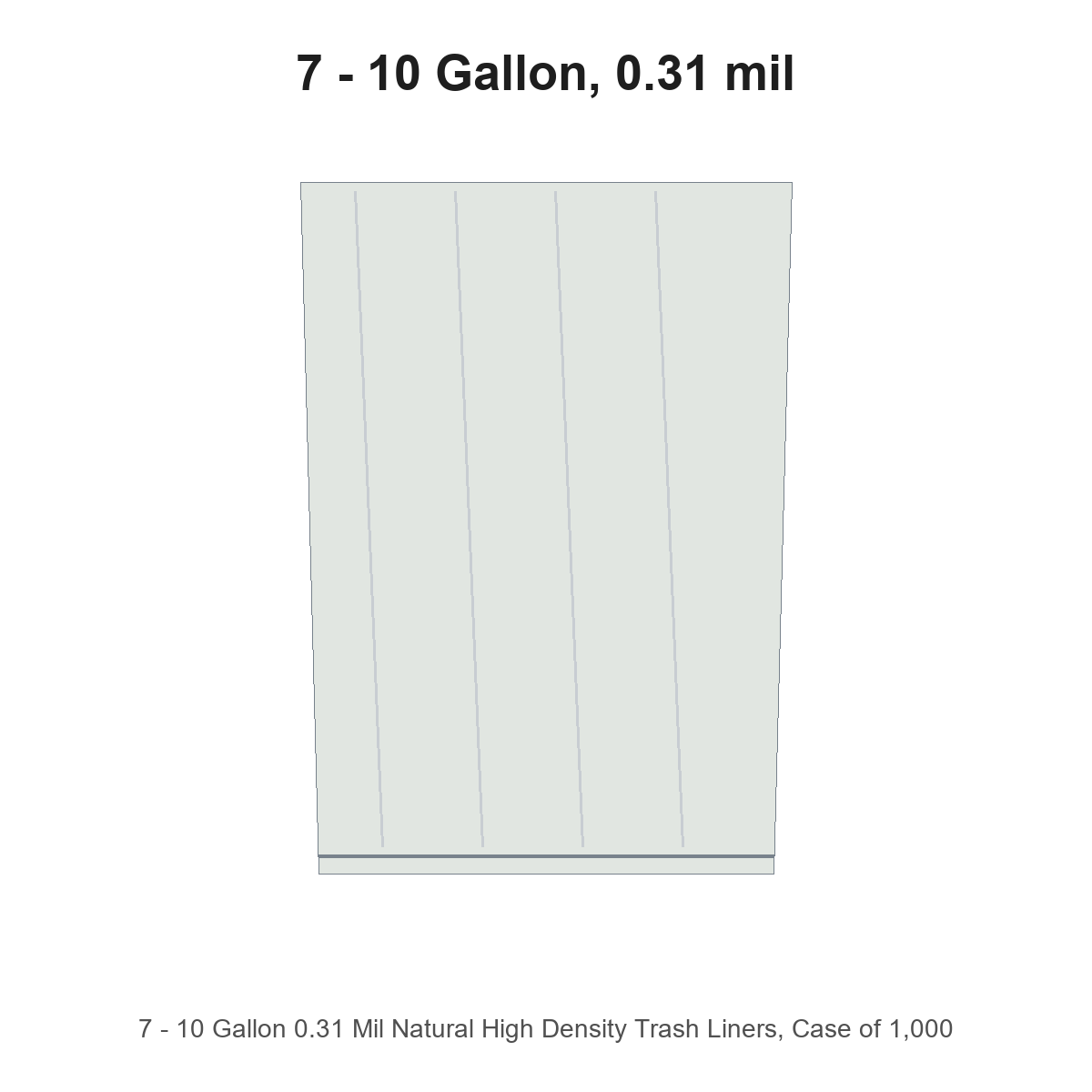 7 - 10 Gallon 0.31 Mil Natural High Density Trash Liners, Case of 1,000